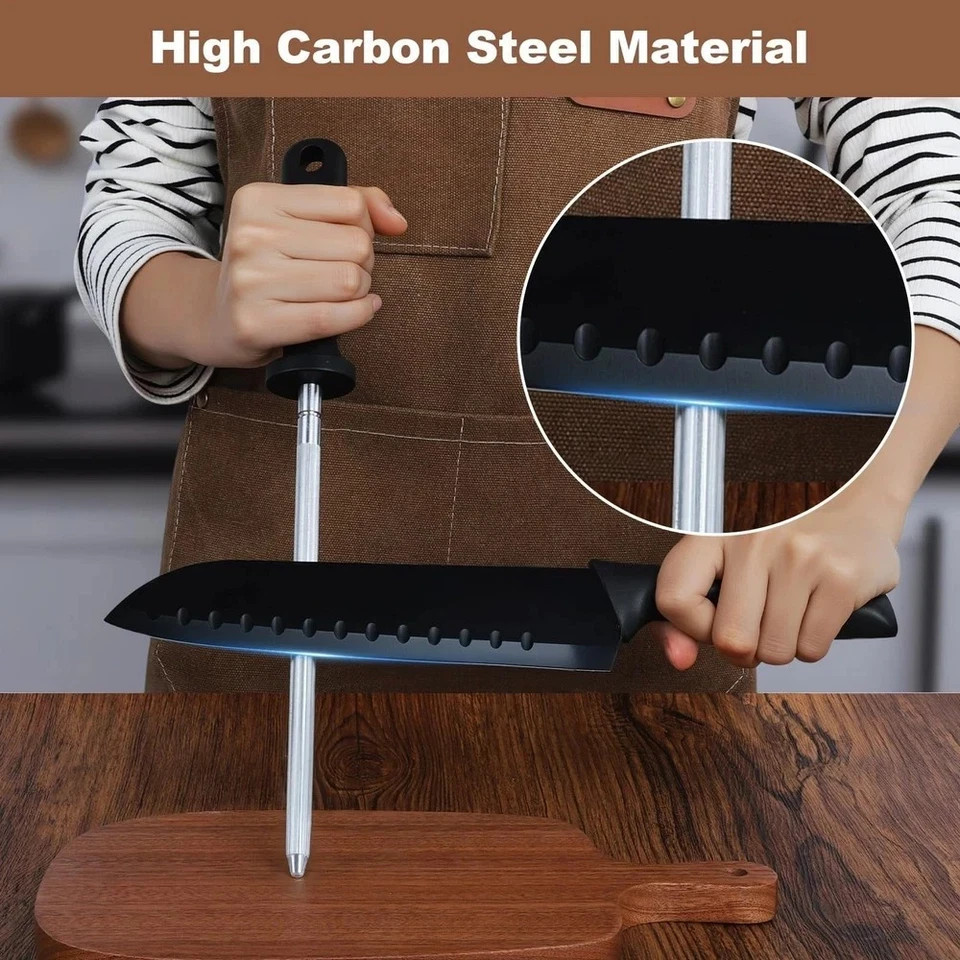 Handle Sharpening Blade Rod Knife Kitchen Tool Sharpener Rod Professional Carbon