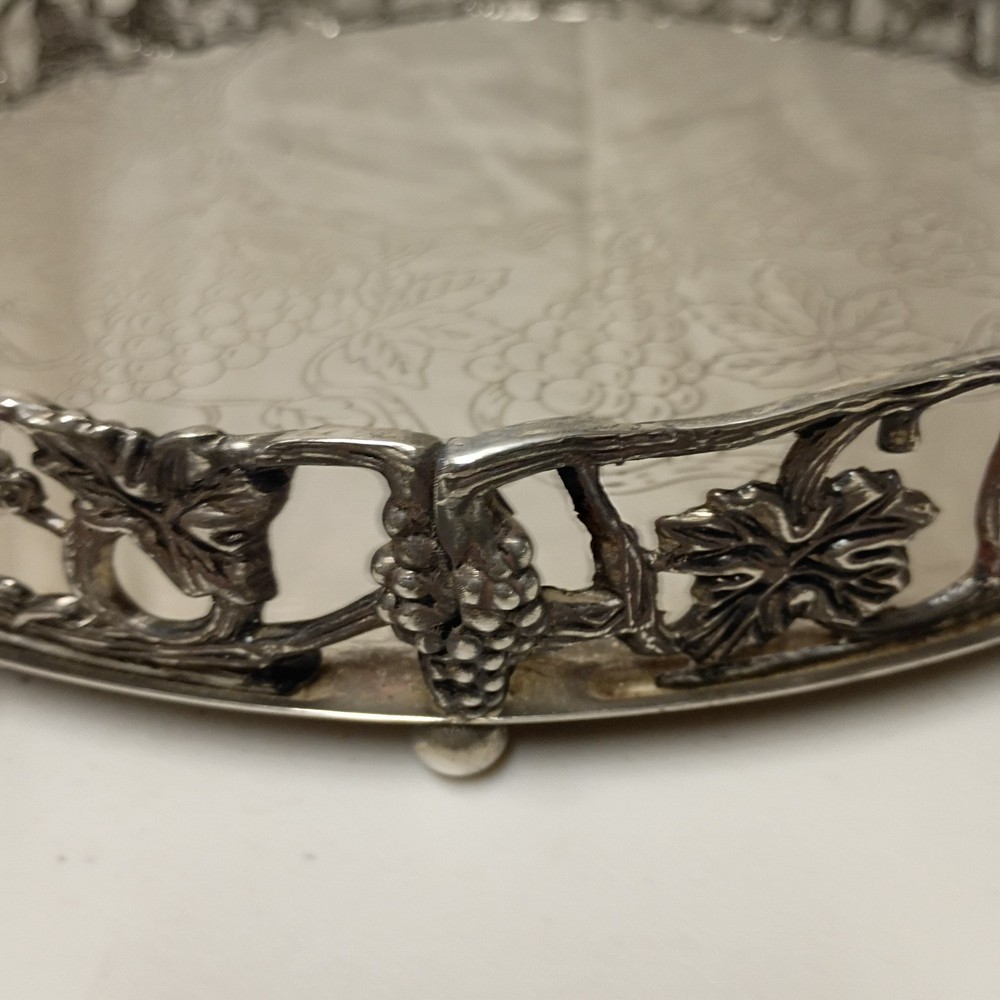 Vintage Godlinger Silver plate Grapevine Tray Vanity & Cocktail Serving