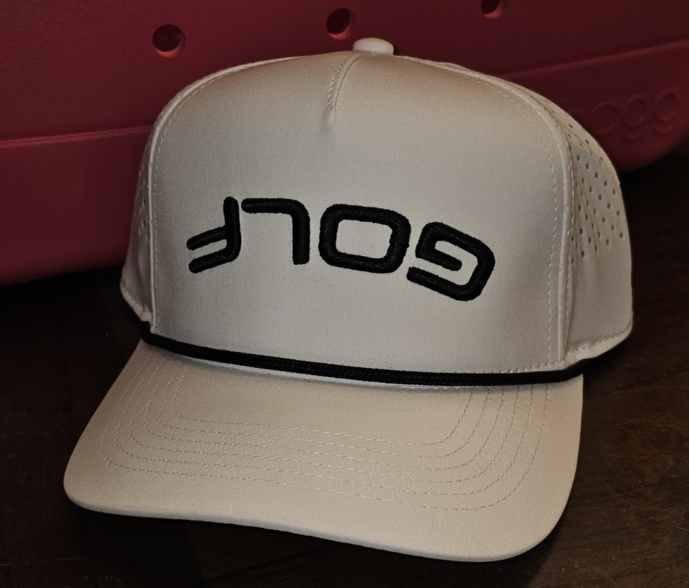 NWOT White golf adjustable cap hat upside golf logo