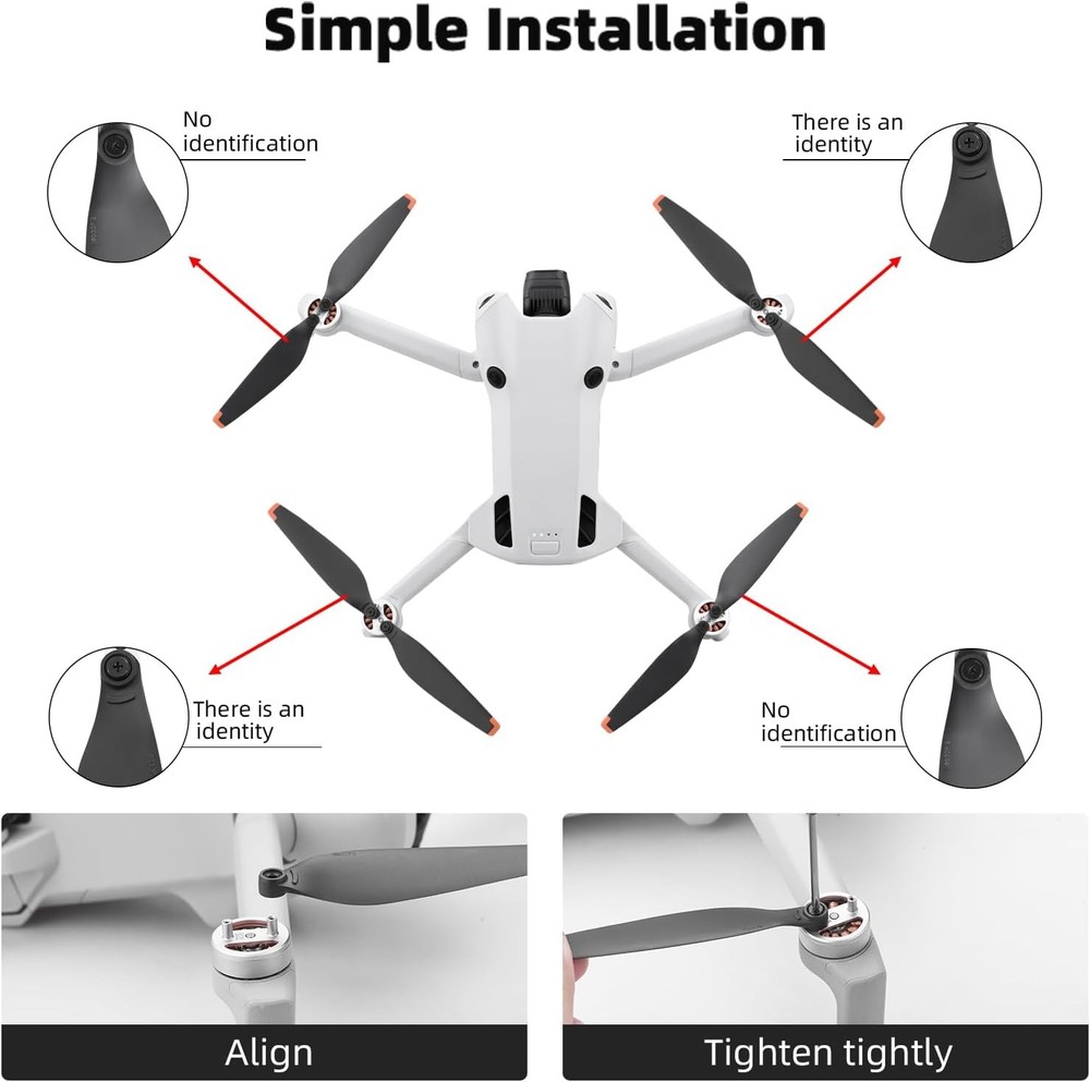 16Pcs Mini 4 Pro/Mini 3 Pro Propellers,For DJI 4 3 Black