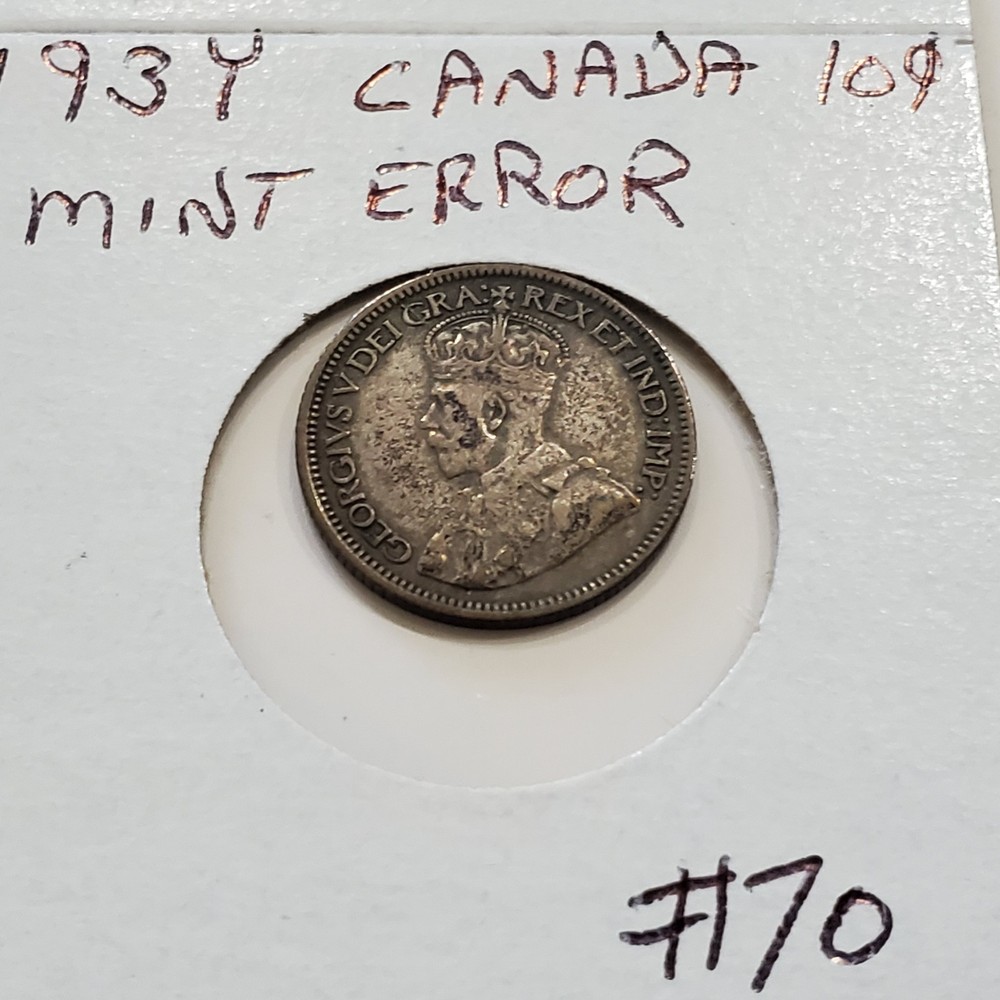 193Y (1931) CANADA DIME MINTED ERROR #70 UBER RARE!