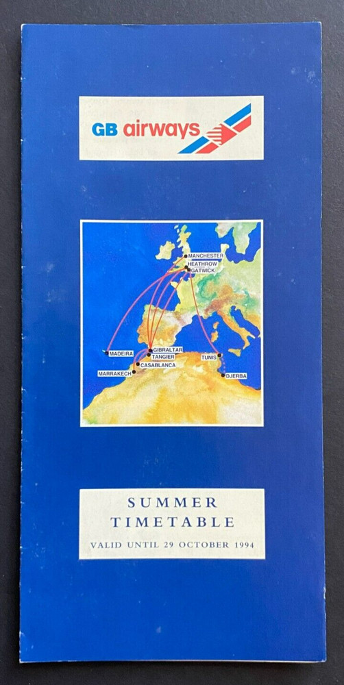 GB Airways Summer 1994 Timetable
