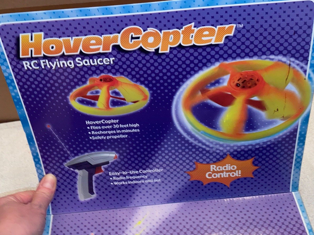 Hover Copter RC Flying Saucer, 49 MHz, Lights, Controller, NEW