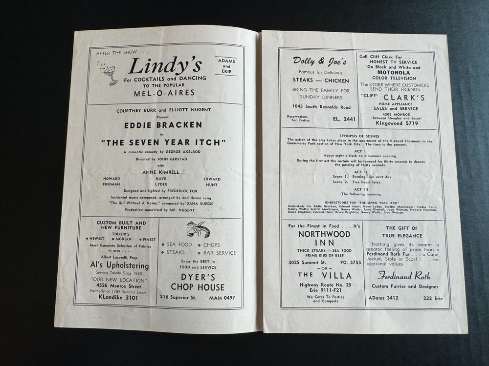 Eddie Bracken Autograph Program 6" x 9" - The Seven Year Itch