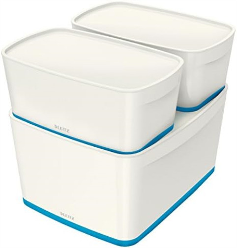 Leitz 18 Litre Storage Box with Lid, waterproof ABS, Blue Metallic