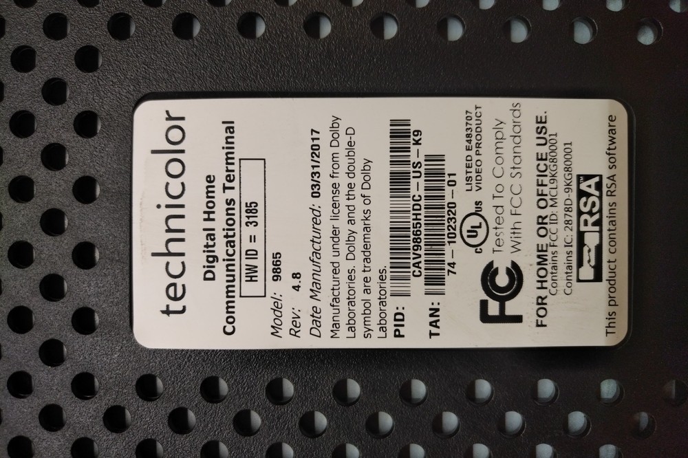 Technicolor (Cisco) 9865 HDC Digital Home Cable Receiver