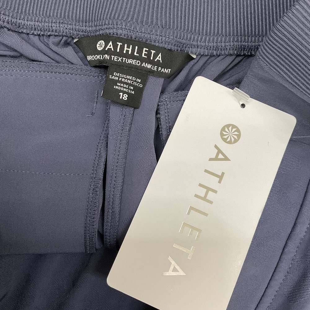 Athleta Brooklyn Textured Ankle Pant Blue Leopard Print Size 18