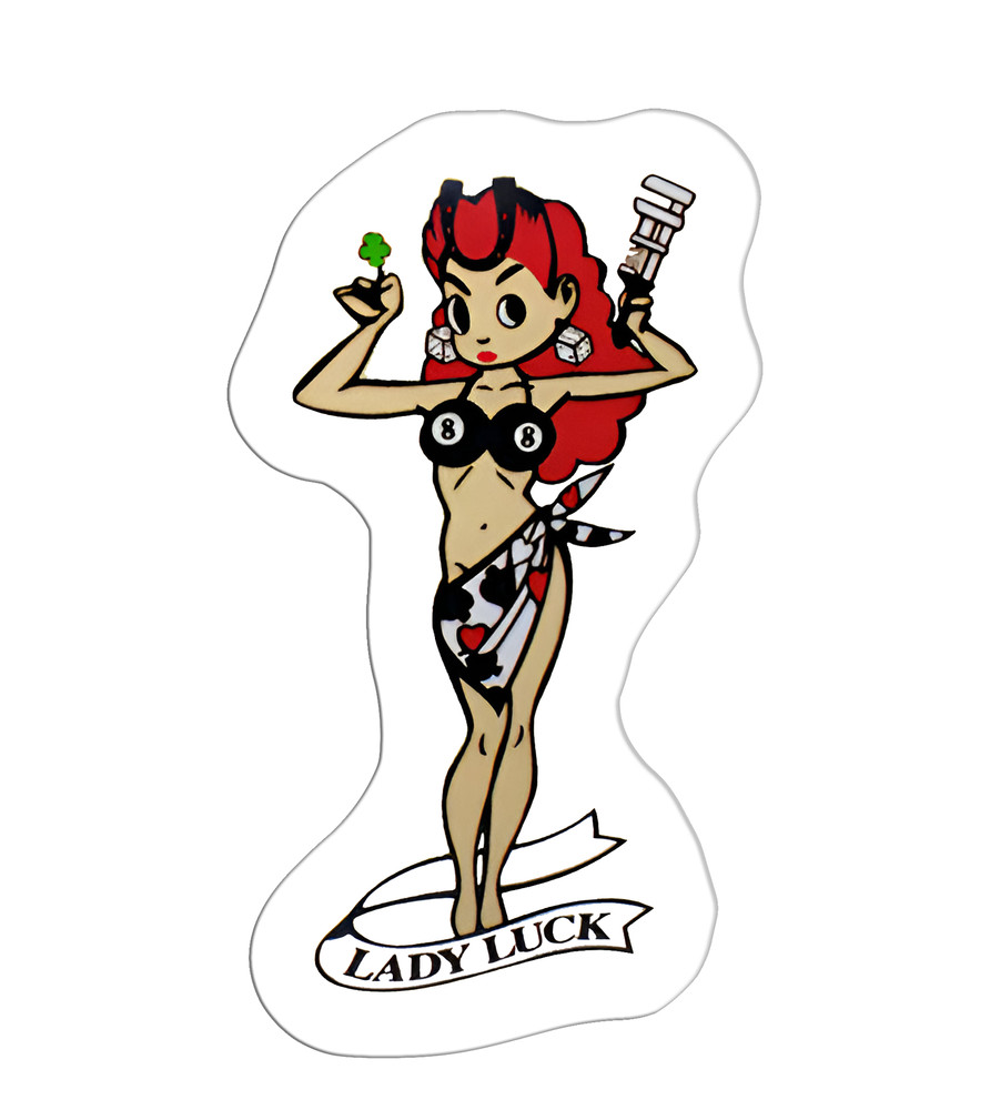 Pair LADY LUCK Vintage Sticker Decal