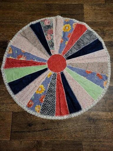 COLORFUL , Table Topper, Sewing Machine Made - 37inch Across