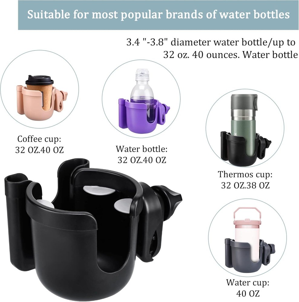 Universal Stroller Cup Holder, Adjustable Drink Holder with Phone Holder