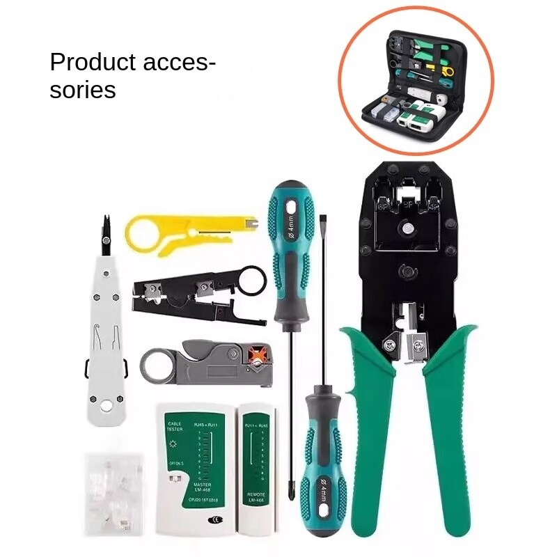 11pcs Network Tester Crystal Head Sheath Combination Toolkit 265*150*60mm