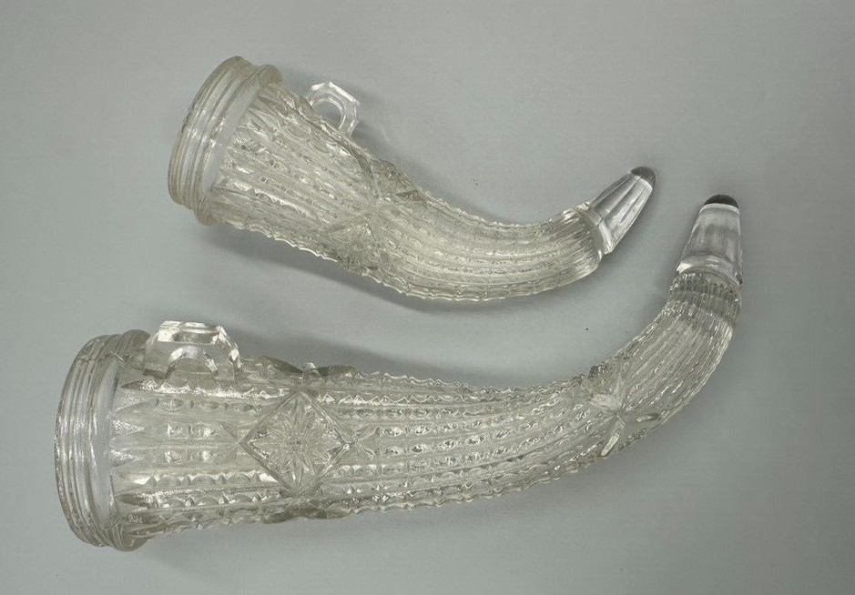 Antique POWDER HORN Glass CANDY CONTAINER