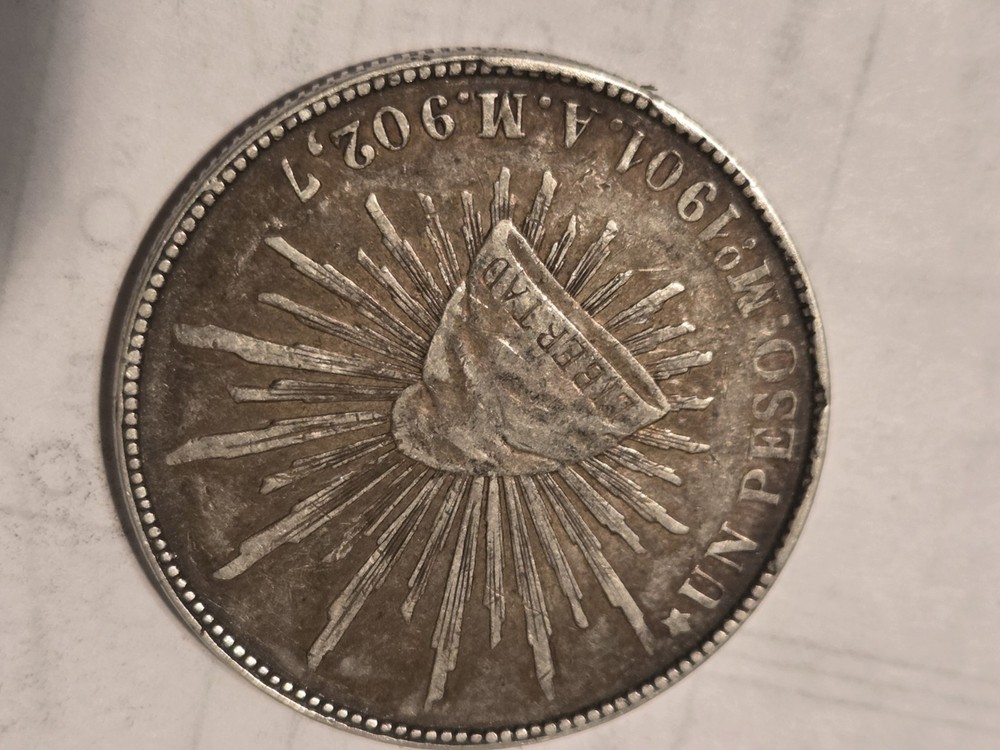 1901 Mexican Peso Am Mintmark