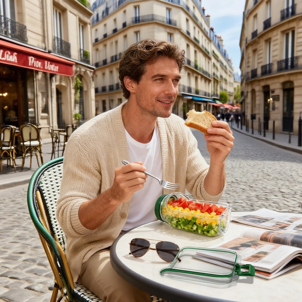 Salad Container with Side Opening, Leak-Resistant Design with Dressing Cup & ...