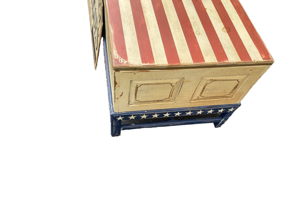 65174 Rustic Primative Coffee Table with STORAGE Americana Flag Design