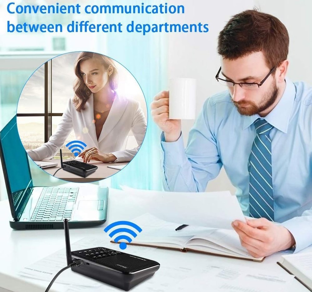 Dual Wireless Intercom System with 10 Channels – Ideal for Home & Business Use