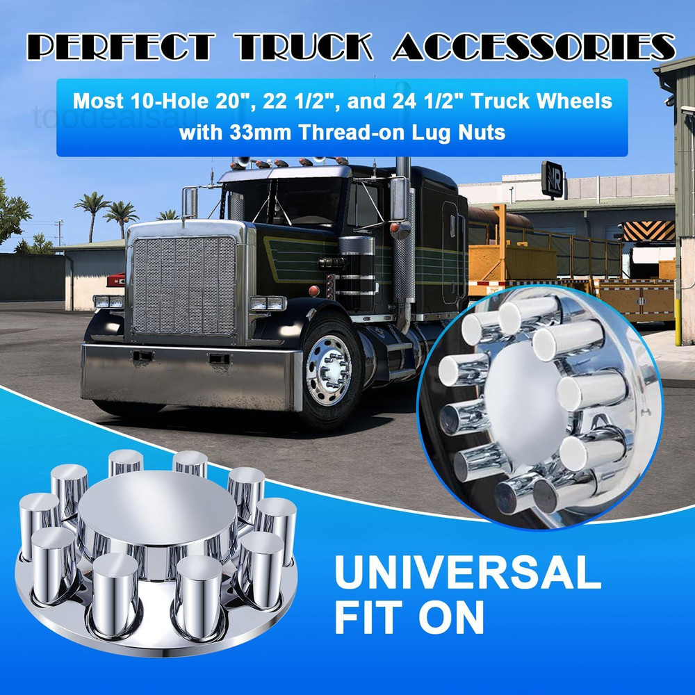 Front Axle Cover Kits ABS Chrome Plastic with 33mm Thread-on (2)