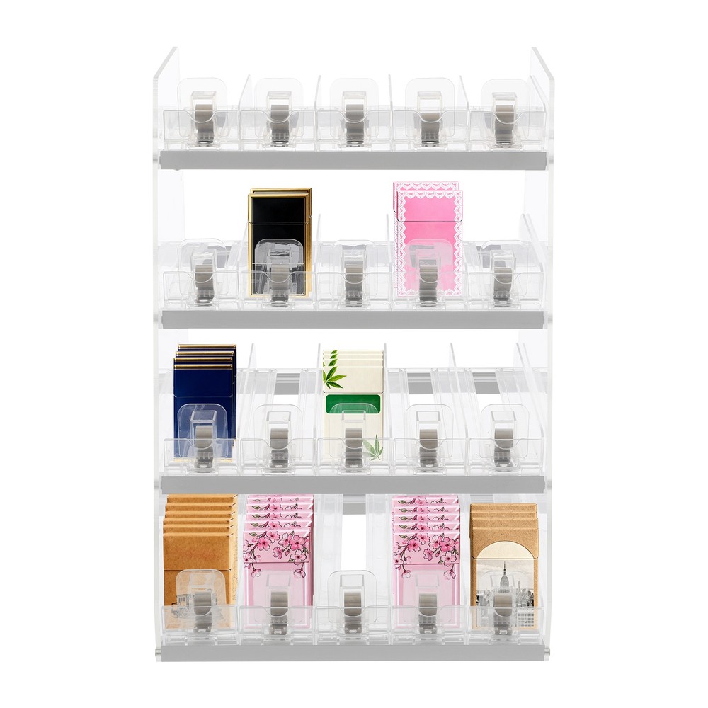 Cigarette Display Rack, Multi-Tier Cigarette Clear Acrylic Retail Display Case