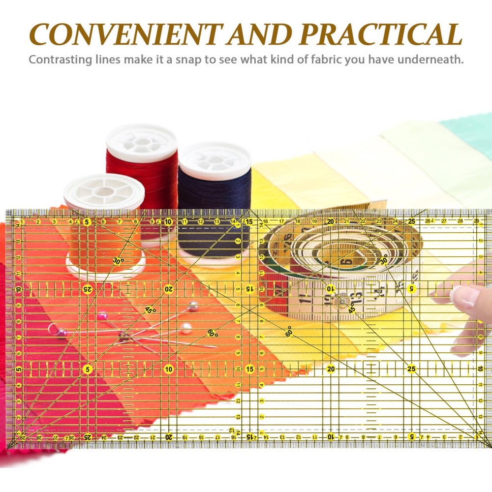 Patchwork Ruler for Quilting Projects with Non Slip Double Color Grid Lines