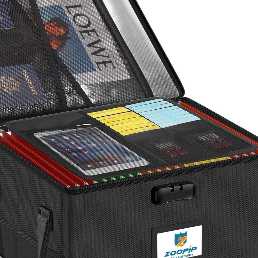 Fireproof File Box with Lock, 5200°F Document Box Storage Organizer, Suitable...