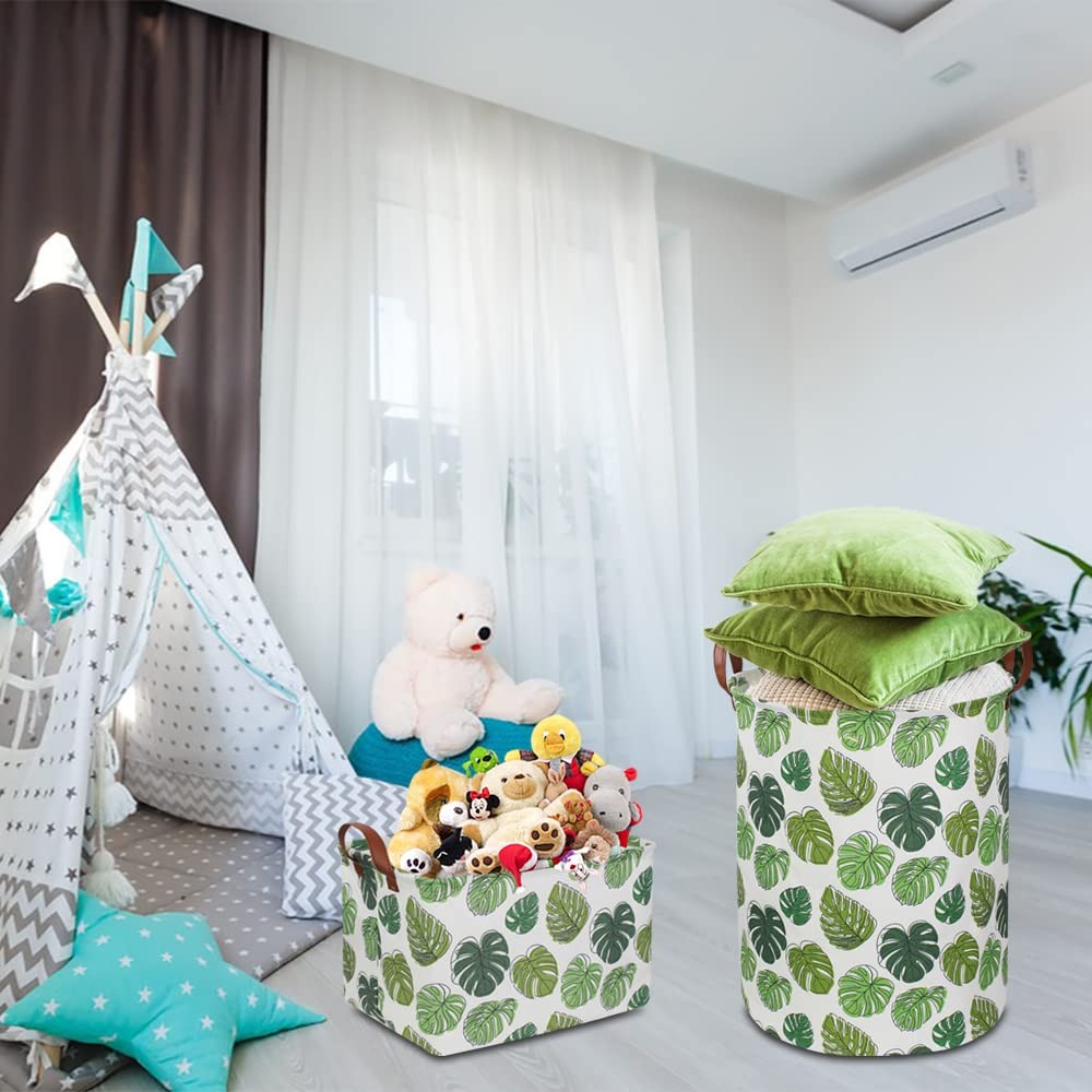 NTAOHAMPER Rectangular Green Storage Basket, Waterproof Safari Nursery Box wi...