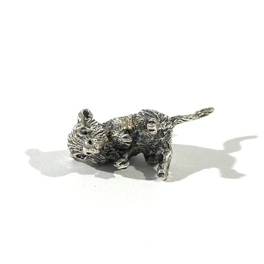 vintage solid silver mouse miniature , hallmarked italian figurine