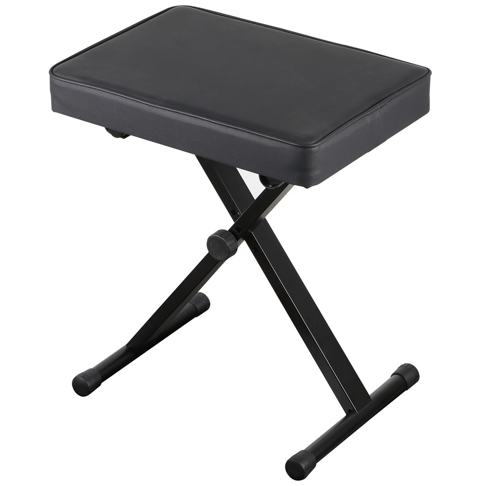 Foldable X-style Keyboard Bench Soft Padded Steel Frame Piano Bench Stool Black