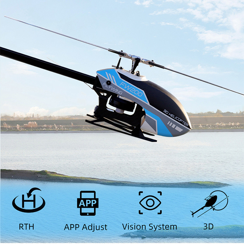 FLYWING FW200 H1 V2 Gyro 3D R Heliopter RTF Self Stabilizing 3D Brhless 98% NEW