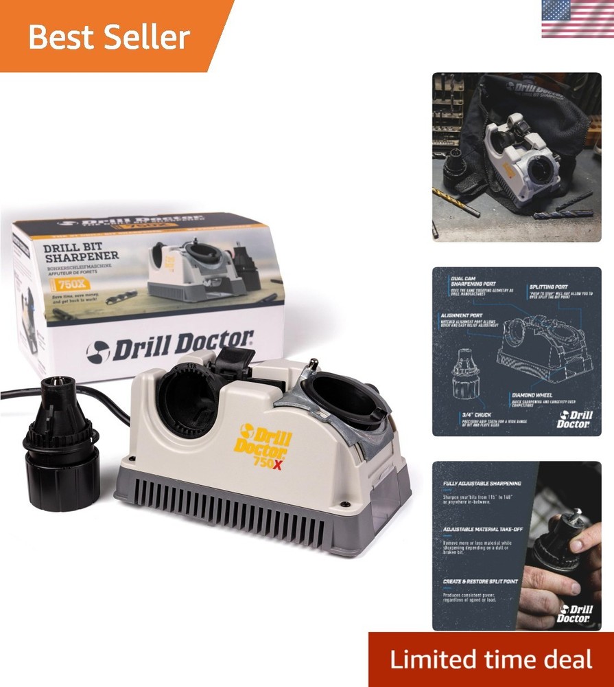 High-Speed Electric Drill Bit Sharpener: Portable Precision for 3/32-3/4" Bits