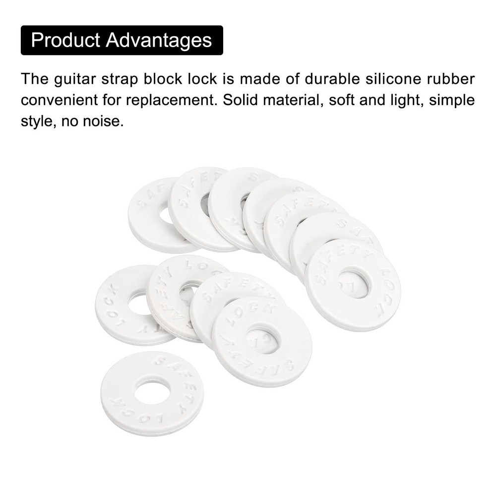 4 Pack Strap Blocks Silicone Rubber Strap Block White for Guitar Strap Button