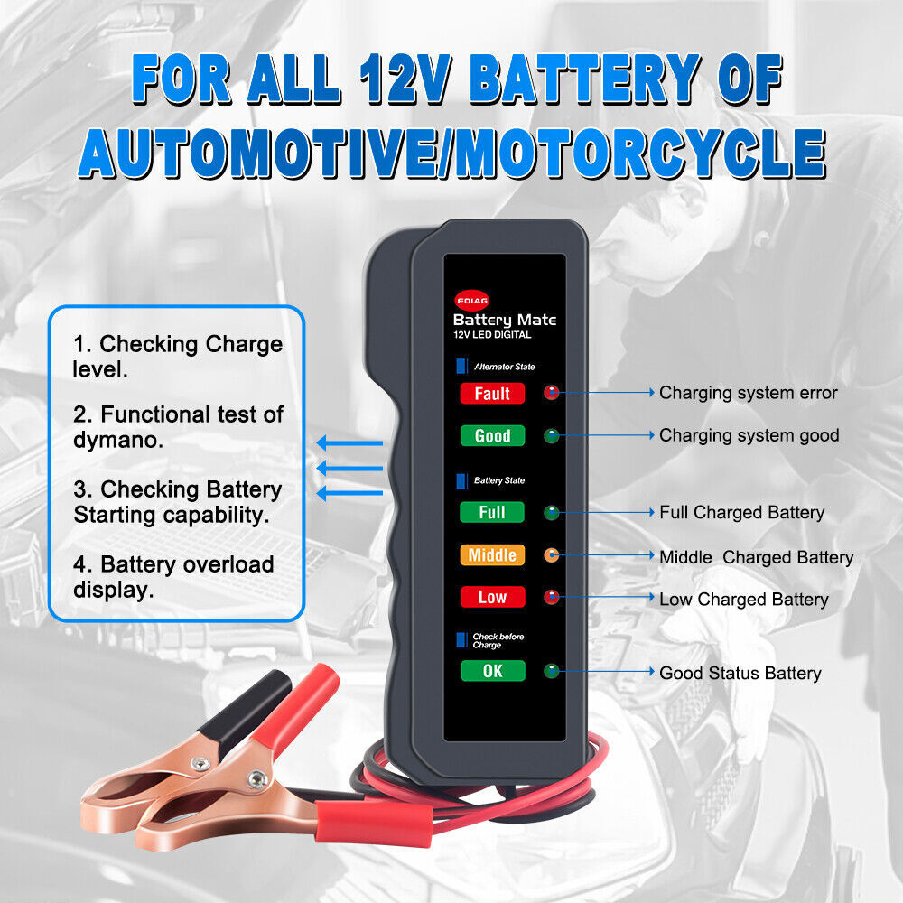 Car Battery Load Tester 12V Charging System Alternator Analyzer Digital Analyzer