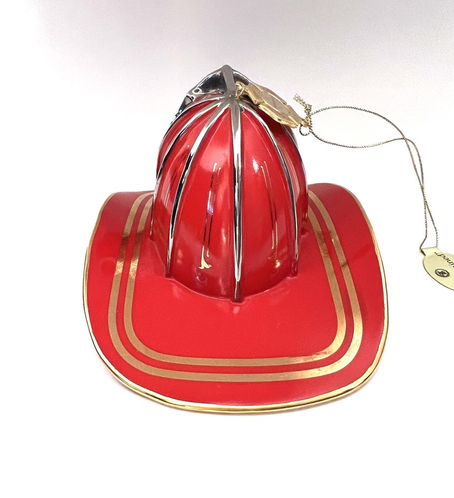 3 Red Bradford Exchange Courage Under Fire Fireman Helmet Ornaments 2002 EUC