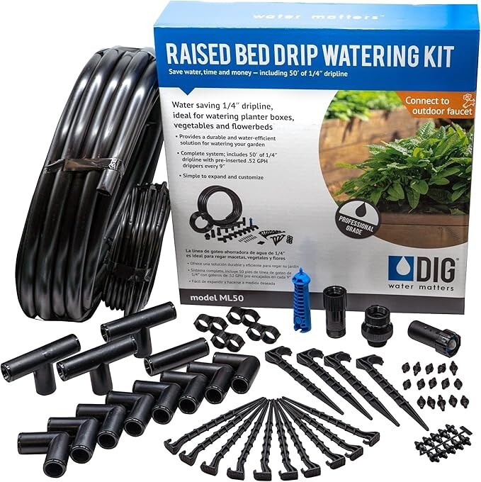 DIG Raised Bed Drip Watering Kit Model ML50 Complete One Box Irrigation Kit