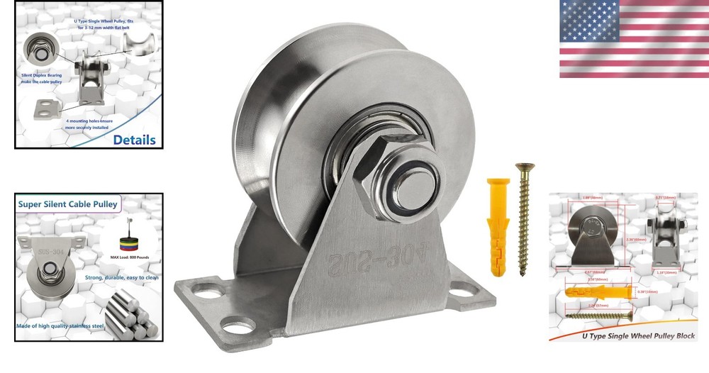 Versatile Stainless Steel Single Pulley Block - Easy Install for DIY Projects