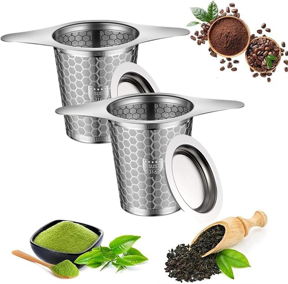 2 Pack Stainless Steel Tea Infuser, 316 Grade Strainers Fine Mesh, Hexagonal Me