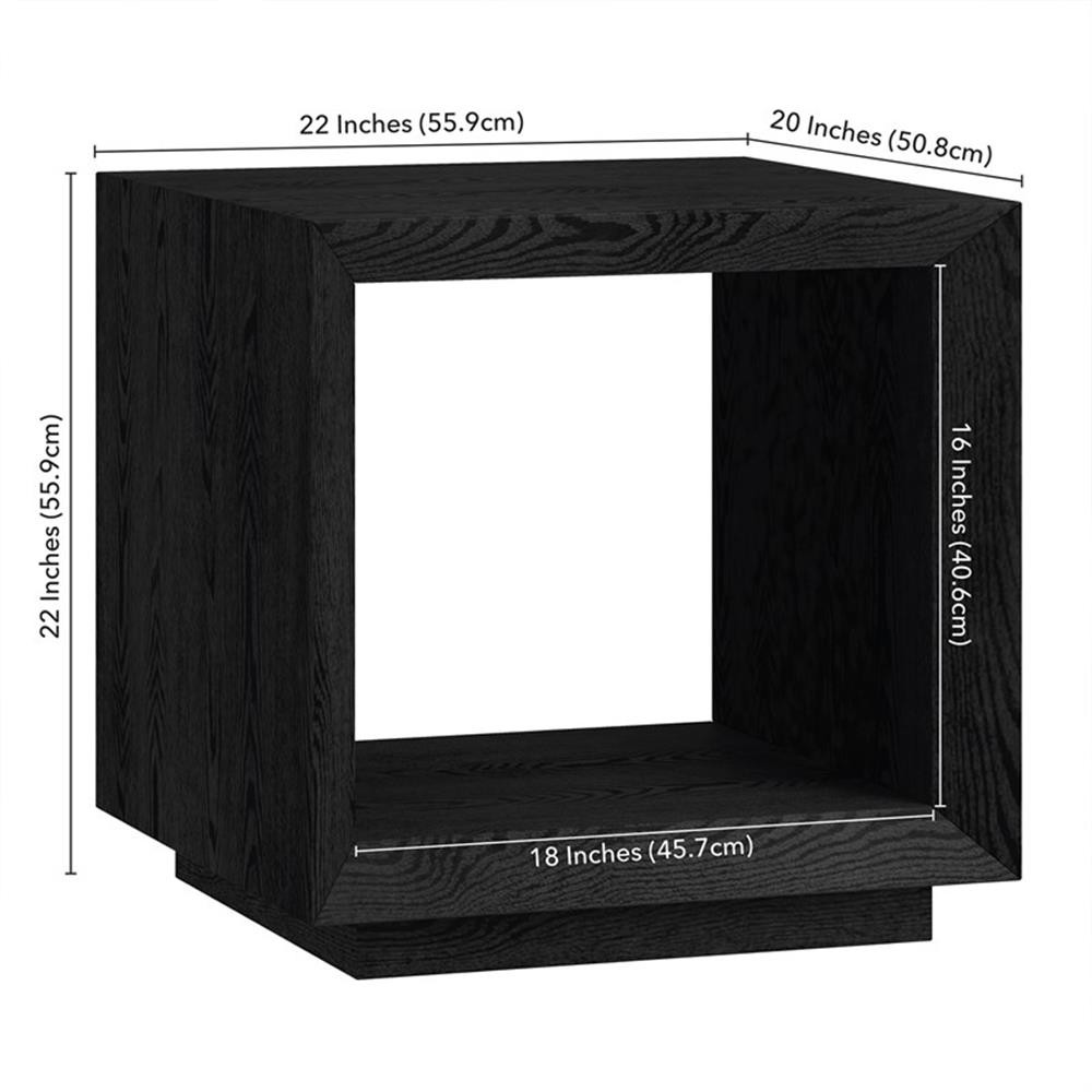Henn&Hart 22" Modern MDF Engineered Wood Side Table in Black Grain