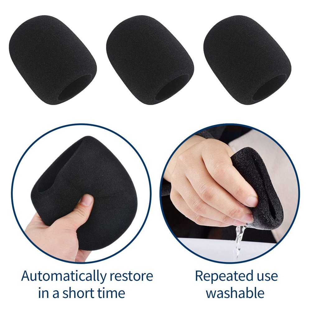 6 Pack Foam Microphone Covers, Thick Handheld Mic Windscreen Pop Filter