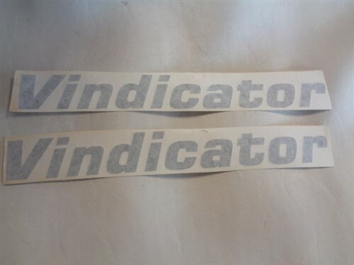 VINDICATOR DECAL PAIR ( 2 ) GRAY 11" X 1 3/8" MARINE BOAT