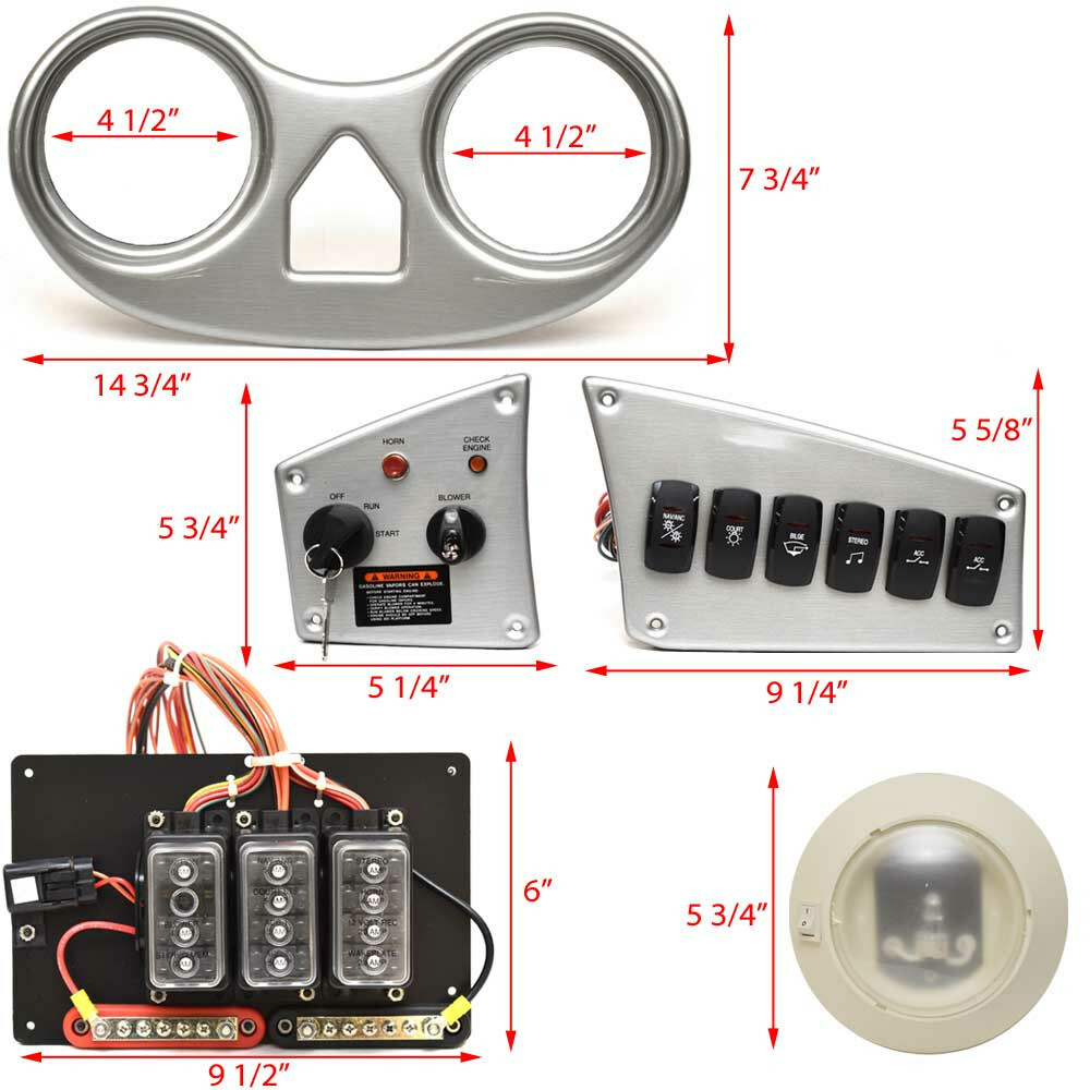 Moomba Boat Dash Panel Kit 111427 | w/ Ignition Switches Breakers (6PC)