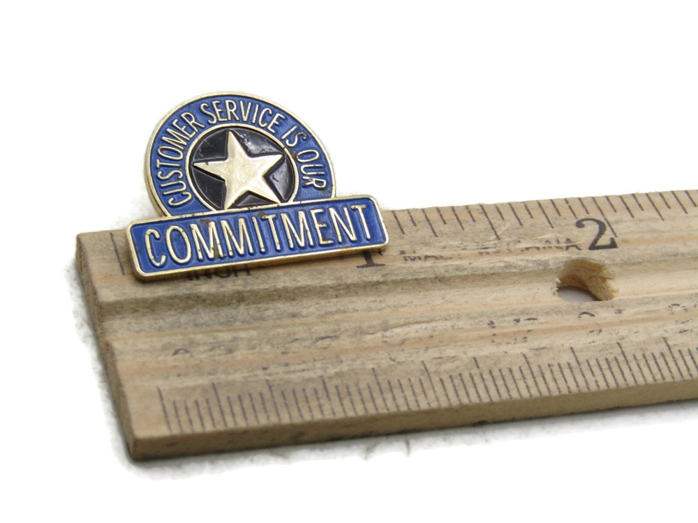 Customer Service Commitment Enamel Lapel Pin Gold Tone Star Employee Award