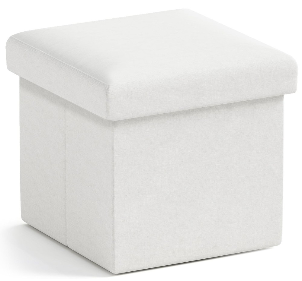 Small Storage Ottoman Foldable Collapsible Cube Square Linen Ottoman Foot Res...