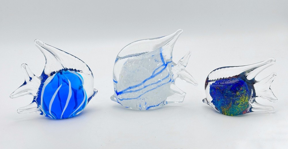 装饰品 琉璃《彩色神仙鱼》三只（高12宽12cm）