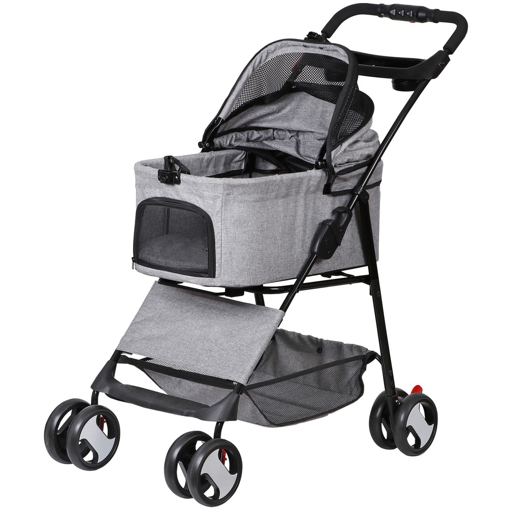 Premium Foldable 4 Wheels Pet Dog Stroller Jogger Stroller w/Detachable Carrier