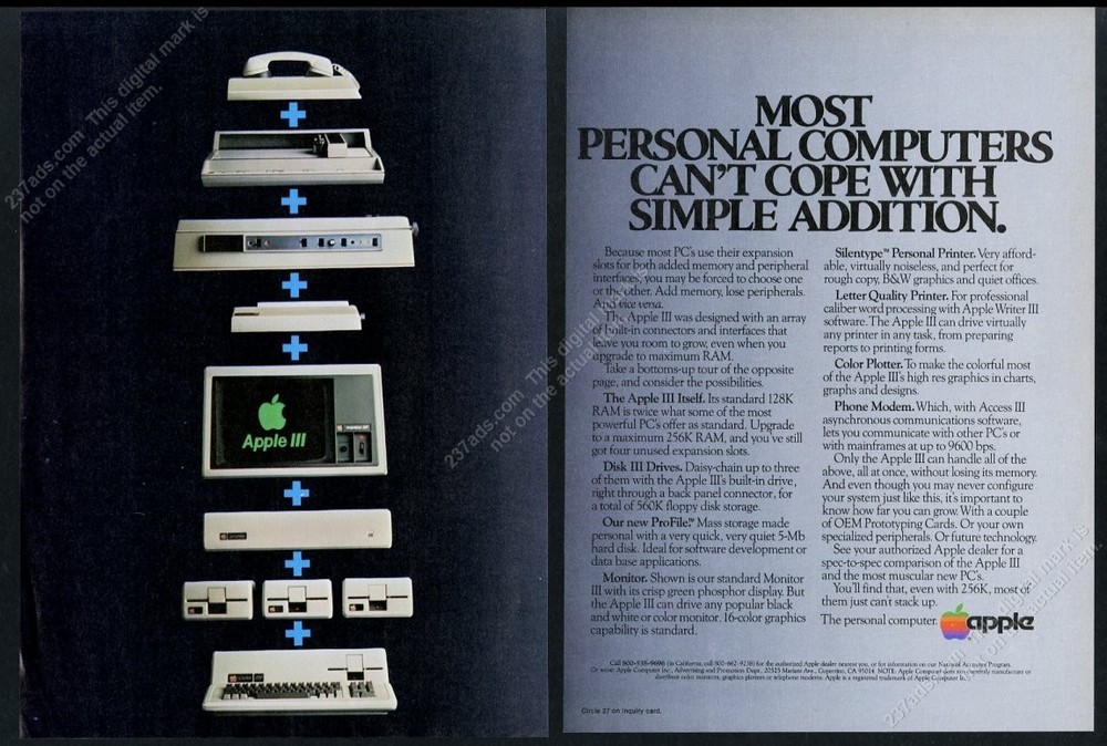 1982 Apple III system photo Apple Computer vintage print ad