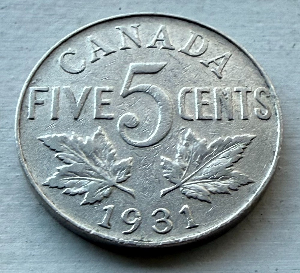 1931 Canada 🇨🇦 5 Cents ~ (VF) Condition ~ Low Mintage