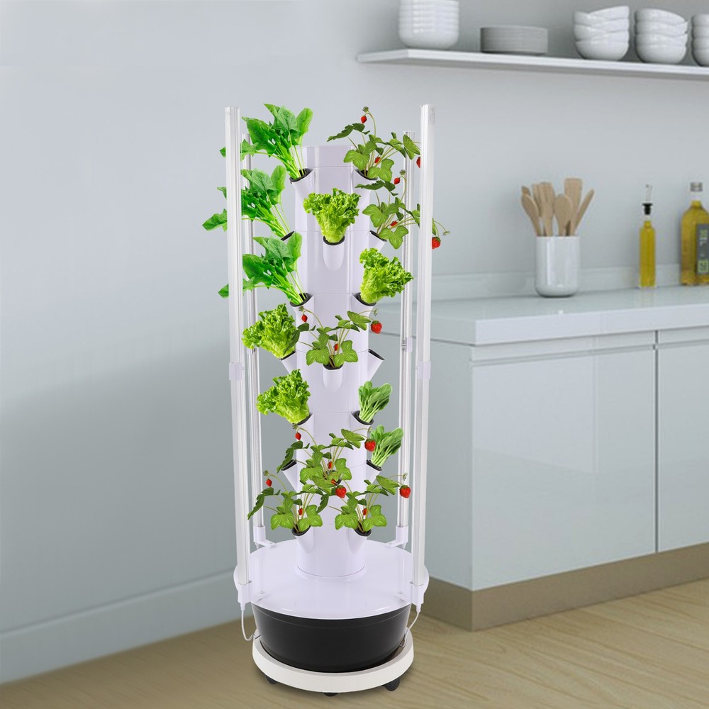 Vertical 28-Pots Hydroponics Tower Set Hydroponic Growing System Home Gardening