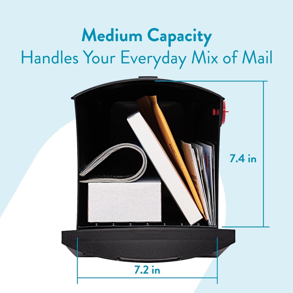 NIB 100% Architectural Mailboxes Patriot Black Plastic Medium Post-Mount Mailbox