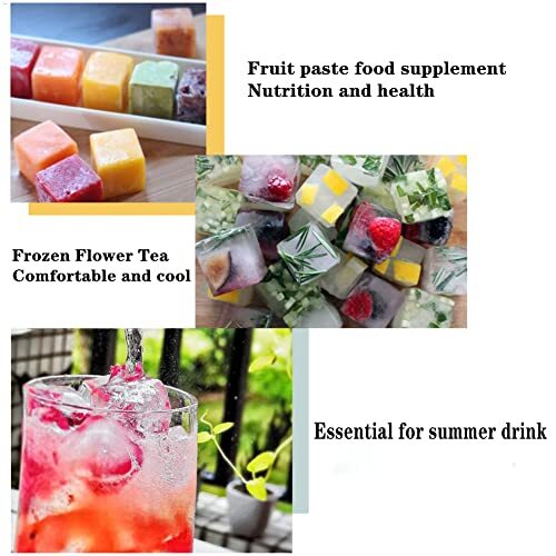 Ice Cube Tray, 3 Pack Silicone Ice Cube Molds, Pink, Light blue, Purple