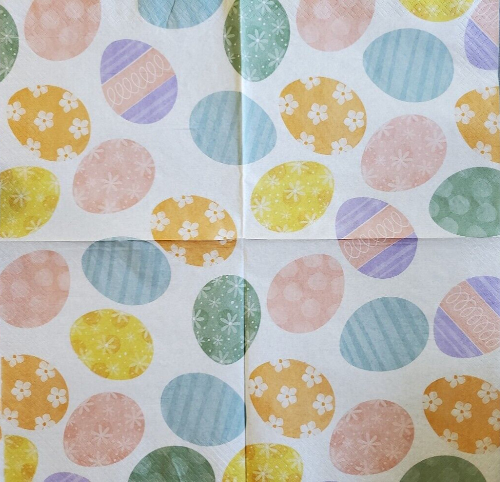 Two Easter Egg Paper Luncheon Napkins Art Crafts Decoupage