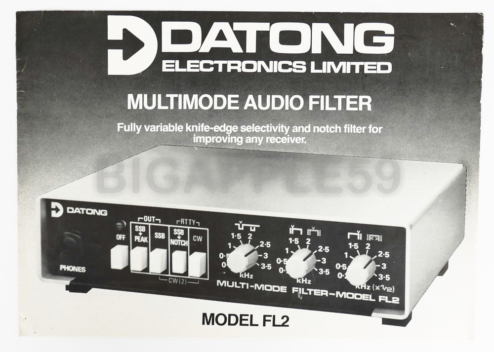 Datong Electronics Model FL2 Multimode Audio Filter Brochure & User Manual #2